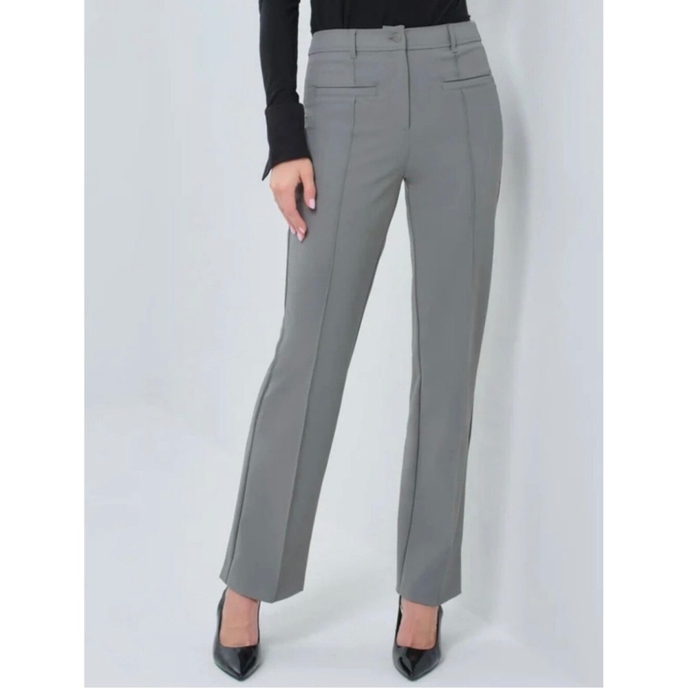 Anatomie Cruz Performance Twill Pant Gray Pintuck High Rise Straight Leg Medium